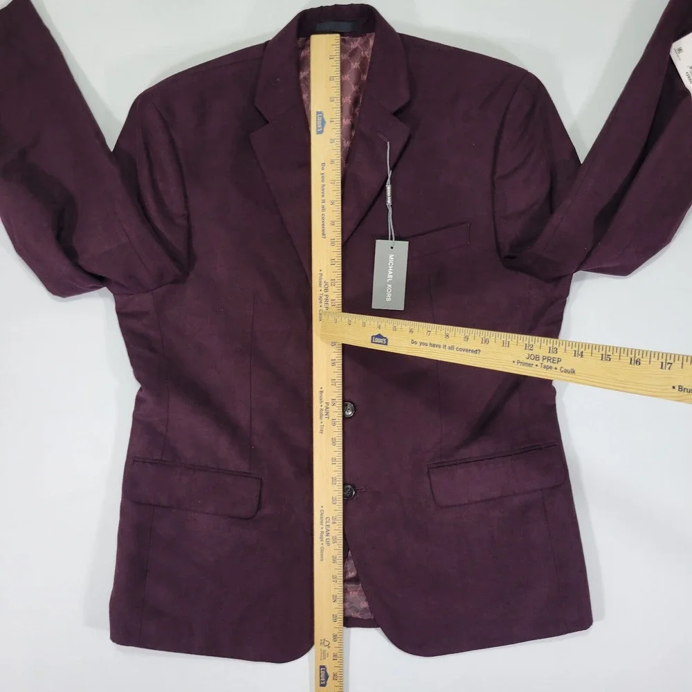 Michael Kors Men's Suede Sport Coat Blazer Two Button KENT Burgundy‎ 42R NEW